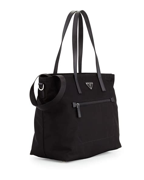 prada vela zip front tote bag|PRADA Nylon Zip Tote Bag Black 1479311 .